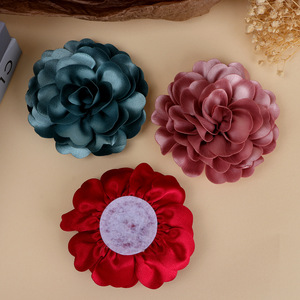 Double Layer Fabric Camellia Flower Hair Accessories For Wedding Clothing <b>Shoes</b> Bag <b>Decoration</b> Round Cloth Handmade DIY - Product Image 4