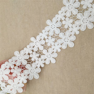 Bordado Soluble en agua de seda de leche con adorno de encaje de flores de poliéster 100% para ropa de hogar - Product Image 4