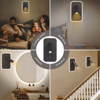 Lampe murale LED USB moderne avec lumière à intensité variable, corps en aluminium noir/blanc pour chambre à coucher, bureau, salon et lecture au chevet d'hôtel