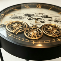 Horloge de table vintage 2-en-1 avec horloge murale décorative, style Roma industriel rétro, pour salon et maison