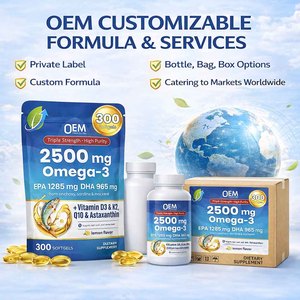 Capsules <span class=keywords><strong>de</strong></span> Gel Doux Oméga 3 Triple Concentration 2500mg <span class=keywords><strong>Huile</strong></span> <span class=keywords><strong>de</strong></span> <span class=keywords><strong>Poisson</strong></span> Marque Blanche en Gros – EPA, DHA, Vitamine D3, K2, Q10 Certifiées pour Adultes - Product Image 6