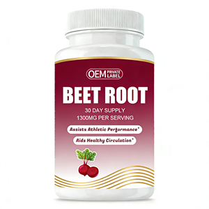 Capsules de racine de betterave pour adultes en marque privée, naturelles, 60 unités, pures, non-OGM et sans gluten, tonique pour le soutien digestif et immunitaire des athlètes - Product Image 1