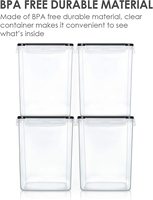 Grands récipients de stockage des aliments 5,2l/176oz 4 pièces en plastique sans BPA boîtes de stockage des aliments hermétiques pour la farine et le sucre