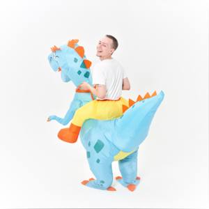 Costume de mascotte de dinosaure bleu gonflable en stock pour adultes, costume de scène de fête de dinosaure à monter, costume en polyester - Product Image 2
