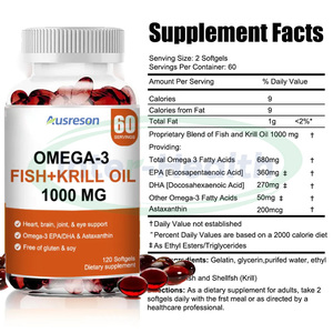 Ausreson OEM số lượng lớn Antarctic nhuyễn thể dầu Viên nang mềm Astaxanthin <span class=keywords><strong>Halal</strong></span> bổ sung dầu cá Omega-3 EPA DHA nhuyễn thể dầu Softgel - Product Image 3