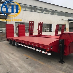 Remorque surbaissée de 60 tonnes à prix le plus bas de l'usine Yuhang à vendre |   Remorque surbaissée à trois essieux, remorque surbaissée à quatre essieux près de chez moi - Product Image 3