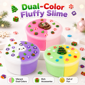 Kit de slime moelleux bicolore pour enfants - 12 styles bicolores avec de jolis charms, extensible, non toxique et ensemble de jeu DIY amusant - Product Image 4