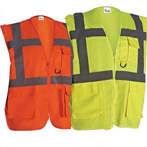 سترة السلامة مرحبا فيس البوليستر سترة السلامة شبكة مقاومة للماء الفلورسنت عاكس إغلاق سحاب شعار قابل للتخصيص - Product Image 1