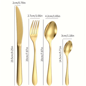 Juego de cubiertos de oro de lujo para Bodas de alta calidad a granel, Cucharas, tenedores y cuchillos, juego de cubiertos de acero inoxidable para restaurante y Hotel - Product Image 5