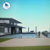 Marnolin Maison Flottante de Luxe Préfabriquée, Villa Aquatique en HDPE/PE/EPS, Capacité de Charge 350kg/m²