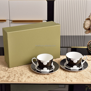 Hot Sale Luxury black and white Afternoon Tea Coffee <b>Cup</b> Bone China <b>Cup</b> <b>Set</b> for gift - Product Image 3
