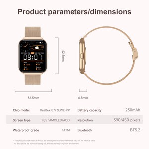 L06 thông minh đồng hồ 1.85 inch màn hình cảm ứng với ai trợ lý giọng nói và BT gọi điện thoại hỗ trợ <span class=keywords><strong>Android</strong></span> và iOS tương thích - Product Image 3