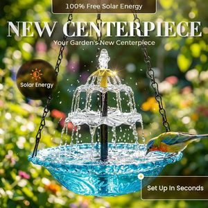 Fuente Solar en Cascada para Baño de Pájaros con Agua Corriente, Fuente Decorativa para Jardín, Patio y Exteriores - Product Image 1