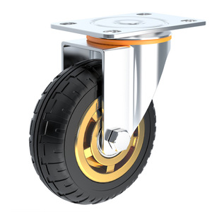 Ensemble de roues industrielles universelles en nylon robustes pour remorque, chariot, véhicule à plateau, avec frein directionnel, capacité 100 kg - Product Image 1