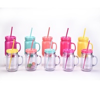 Gobelet à café BST 20oz en plastique à double paroi avec poignée et paille, couleur unie, réutilisable, écologique, design moderne