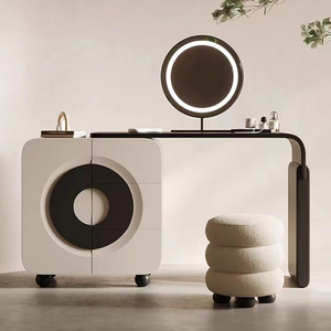 JINSHAN nueva mesa de maquillaje de tablero de madera maciza <span class=keywords><strong>multicapa</strong></span> de grado ajustable moderno con almacenamiento de espejo para aplicación de dormitorio - Product Image 4