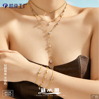 Collier pendentif de la série Mystery Lishui en acier inoxydable plaqué or 18 carats, bracelet de luxe, bijoux pour femmes, ensemble