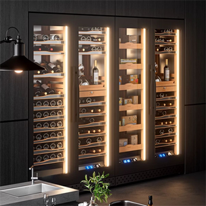 Réfrigérateur à vin de luxe de style moderne, double porte, design cave à vin, avec étagères en bois - Product Image 3