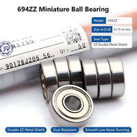 Bearing Bola Alur Dalam 694ZZ AISI 52100 Kecepatan Tinggi C3 4x11x4mm Miniatur