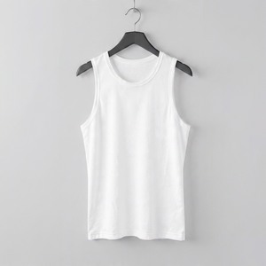 Men's Solid <b>Red</b> O-Neck Tank <b>Top</b> Casual Knitted Cotton Sleeveless <b>Vest</b> - Product Image 5