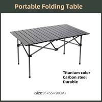 95*55cm Tragbarer Klappbarer Eierrollentisch aus Hochkarbon-Stahl für Outdoor-Picknick, Camping, BBQ, Strand, Reisen, Outdoor-Möbel