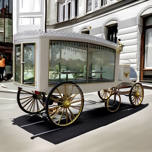 Cercueil électrique de style rétro européen, traîné par des chevaux, charrette funéraire de luxe blanche à 4 roues - Product Image 1