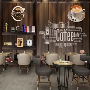 KOMNNI定制复古咖啡壁纸工业装饰壁画咖啡厅小吃店餐厅背景壁纸