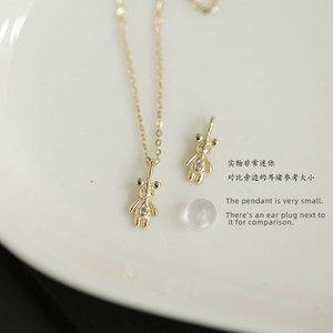 Collier pendentif en or véritable 9 carats, adorable ours, bijoux exquis pour filles, cadeau parfait, pendentifs charmes Kj488 - Product Image 5