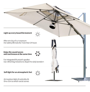 Sombrilla de <span class=keywords><strong>Patio</strong></span> LED Solar LS con Ventilador, Sombrilla de Exterior con Mecanismo de Inclinación para Jardín de Hotel, Sombrilla <span class=keywords><strong>Cantilever</strong></span> Desplazable - Product Image 2