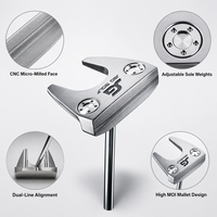 Putter de golf Zero Torque Mallet 33 pouces, manche en acier pour droitier, face à MOI élevé, putters équilibrés, aide à l'alignement, vente en gros