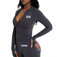 Ensemble de survêtement tendance pour femme, coupe ajustée, 2 pièces, sweat à capuche zippé et pantalon évasé, tenue décontractée pour le jogging