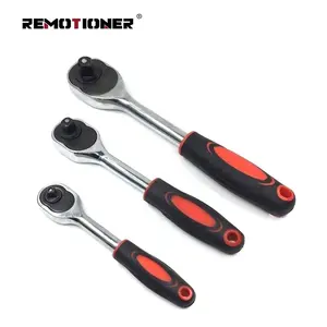 24 Teeth CR-V Quick Released Ratchet Wrench Adjustable Spanner With Straight Plastic Handle