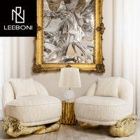 Nouvelle arrivée Design Style Personnalisé Luxe Cadre en bois massif Fauteuil à pieds en laiton Fauteuil de salon