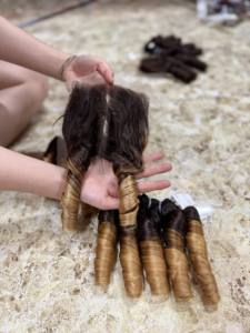 Cheveux vierges bruts vietnamiens de luxe, tissage de cheveux humains, mèches de cheveux, haute densité, extrémités épaisses, prix bas - Product Image 2