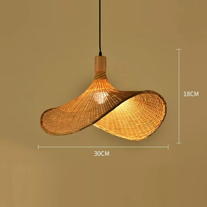 <span class=keywords><strong>Paralume</strong></span> Vintage in Bambù e Rattan Intrecciato, Decorazione a Sospensione per Lampadari e Lampade a Sospensione - Product Image 2