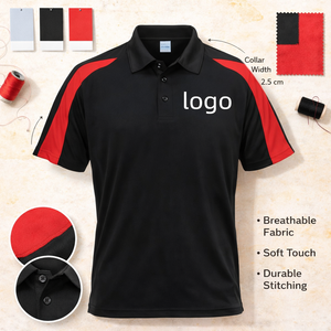 เสื้อโปโลทีมแบบกำหนดเองสำหรับผู้ชาย ตัดต่อสีตัดกัน ระบายอากาศได้ดี แห้งเร็ว ผลิตจากโพลีเอสเตอร์ เหมาะสำหรับชุดยูนิฟอร์ม ชุดทำงาน ชุดกอล์ฟ ปักโลโก้ รับผลิตแบบ OEM - Product Image 2