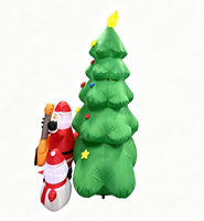 Décoration de Noël gonflable de 2,1 m avec Père Noël jouant de la guitare, arbre de Noël gonflable avec lumières LED pour fêtes de fin d'année, jardin et pelouse