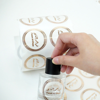 Adhésif imperméable personnalisé magnifiquement imprimé marquage à chaud feuille d'or rose cercle transparent autocollants étiquettes de bouteille