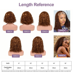 วิกผมบ๊อบขนาด 10 นิ้ว วิกผมแท้แบบมีเชือกผูกด้านหน้า 13x4 HD Lace Frontal สีน้ำตาล วิกผมบ๊อบหยิกสำหรับผู้หญิง วิกผมสั้นแบบหยิก - Product Image 4