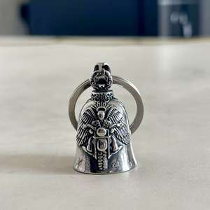 Llavero de Campana de Ángel Guardián <span class=keywords><strong>Vintage</strong></span> para Motociclista, Campanas de Metal para Buena Suerte en el Camino, Collar, Campanas para Bicicleta - Product Image 5