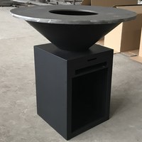 Barbecue commercial, cuisine extérieure, foyer au charbon de bois en acier corten et acier inoxydable, table de foyer, barbecue en métal à bois, grilles en fer
