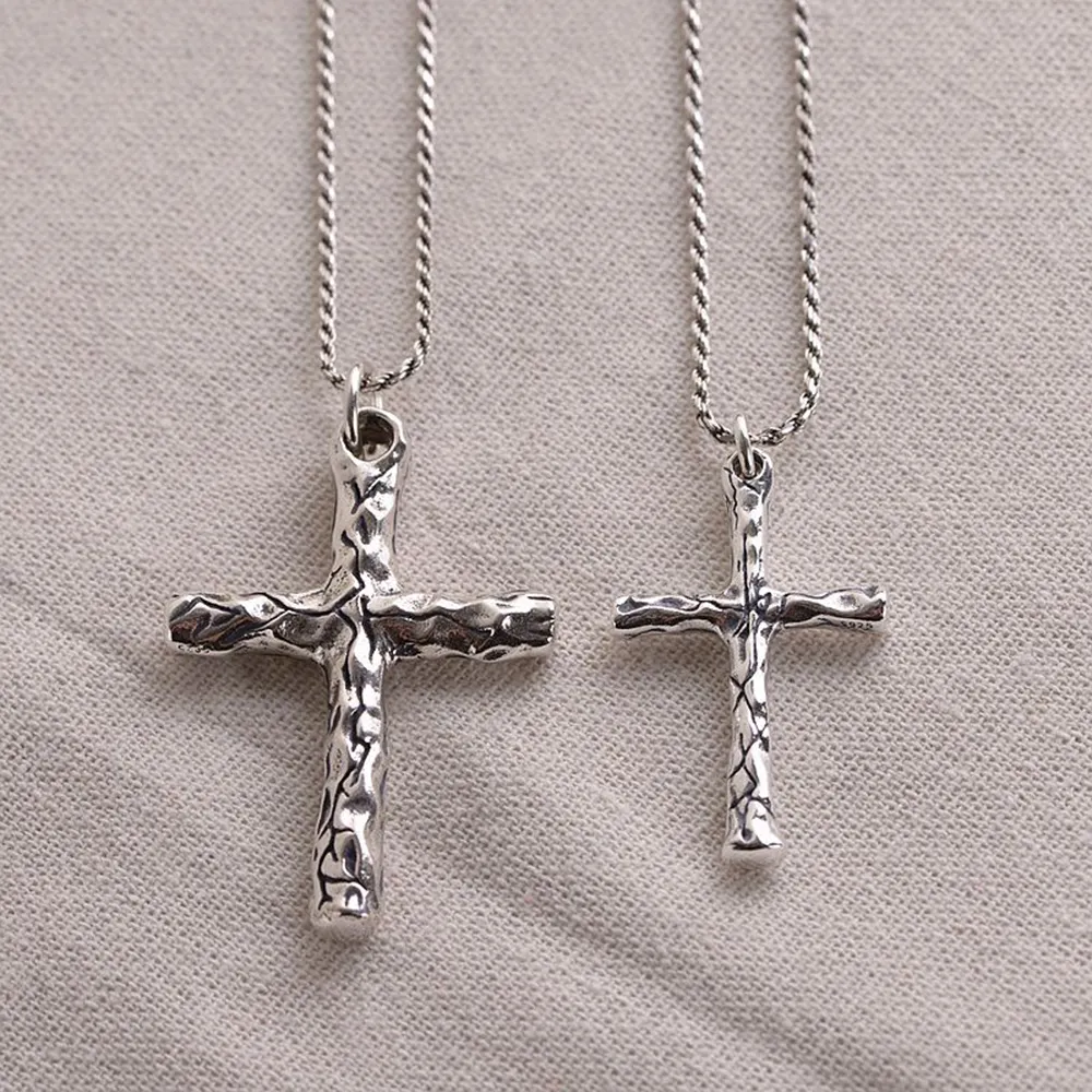 Echte Pure 925 Sterling Zilveren Simple Cross Hanger Voor Mannen En Vrouwen Koppels Viking Christian Sieraden