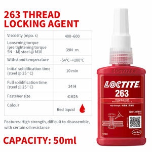 <span class=keywords><strong>Loctite</strong></span> 263 50ml Pegamento adhesivo anaeróbico de sellado de rosca líquido <span class=keywords><strong>rojo</strong></span> de baja viscosidad resistente a altas temperaturas de alta resistencia - Product Image 2