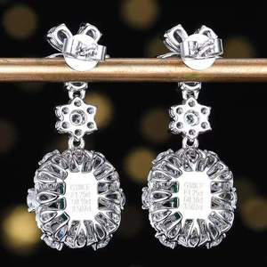 SGARIT Emerald <b>Dangle</b> <b>Earrings</b> 1.25ct Natural Emerald 18K Solid Gold Drop <b>Earrings</b> Inlaid 40 <b>Diamonds</b> 48 White Sapphires Jewelry - Product Image 4