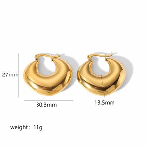 Pendientes de aro en forma de corazón de acero inoxidable chapado en oro de 18 quilates para mujer, joyería de moda para fiesta EKR12 - Product Image 5