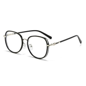 <span class=keywords><strong>Lunettes</strong></span> Rétro Européennes et Américaines Scintillantes Anti-Lumière Bleue pour Femmes, Monture Ovale Large Amincissante, Verres PC pour un Look Naturel - Product Image 3