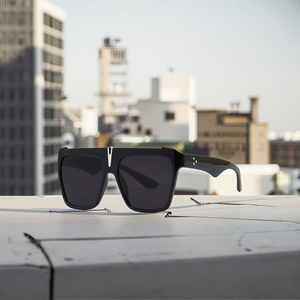 2025 xu hướng châu âu mỹ hiện đại phẳng-top rộng khung UV400 vuông chống phản chiếu Kính mát unisex Kính mát đầy màu sắc - Product Image 1