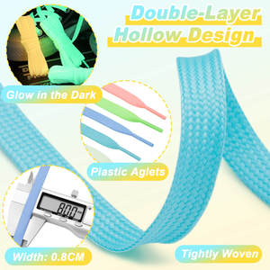 2026 NUEVO KJ Custom 8mm de ancho plano luminoso poliéster cuero cordones de zapatos colorido seguridad reflectante deporte Casual zapatillas - Product Image 3