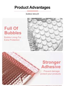Factory Direct 200*280+40mm Rose <strong>Gold</strong> Metallic Foil <strong>Poly</strong> Packaging Bag Padded Envelopes Bubble <strong>Mailers</strong> - Product Image 5