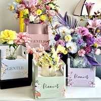 Boîte à fleurs personnalisée romantique avec logo, durable, réutilisable, élégante, vintage, couleur fixe, pliable, boîte cadeau imprimée
